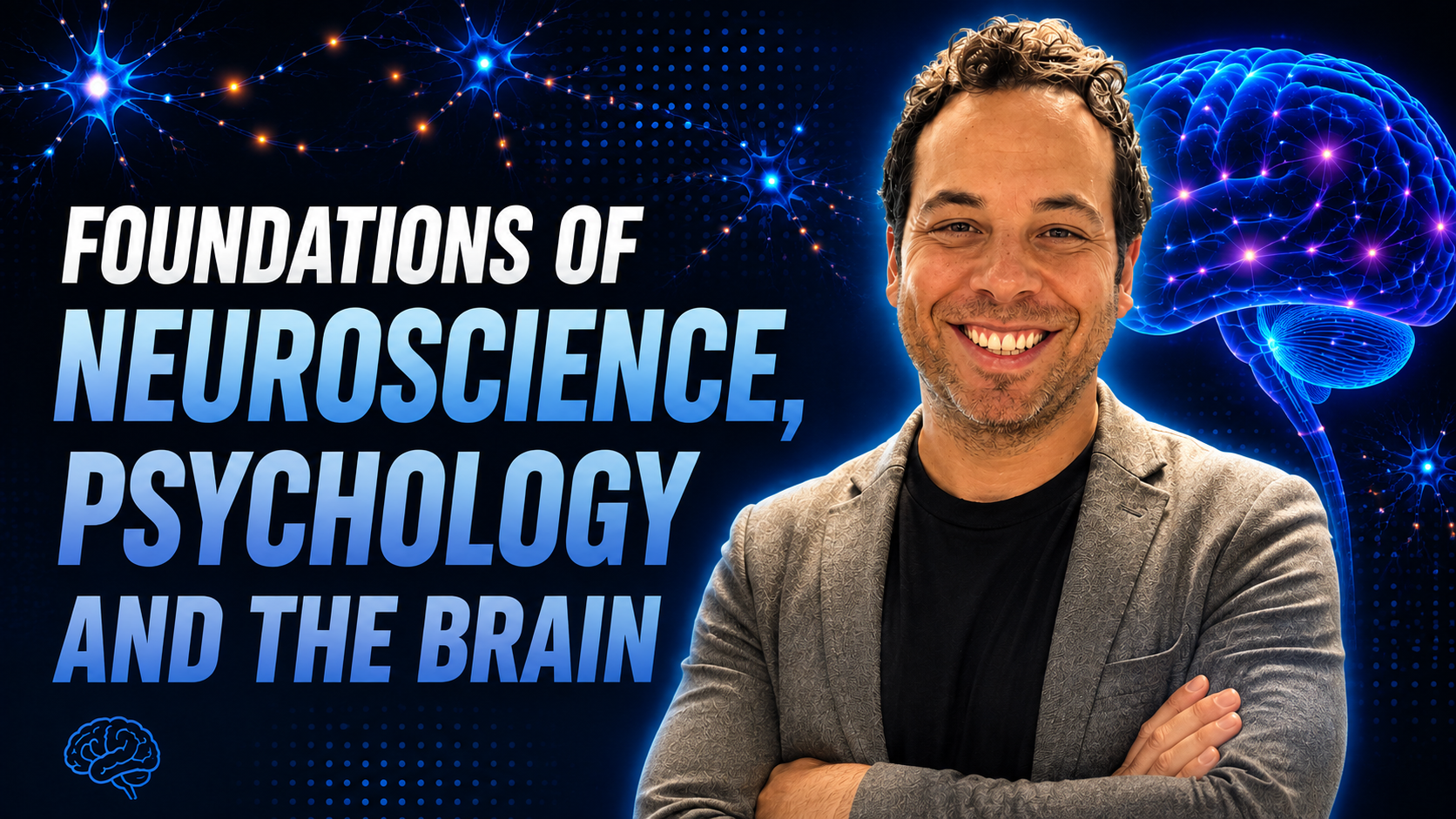 Neuroscience course thumbnail featuring Dr. Steven Kushner beside an illustrated brain