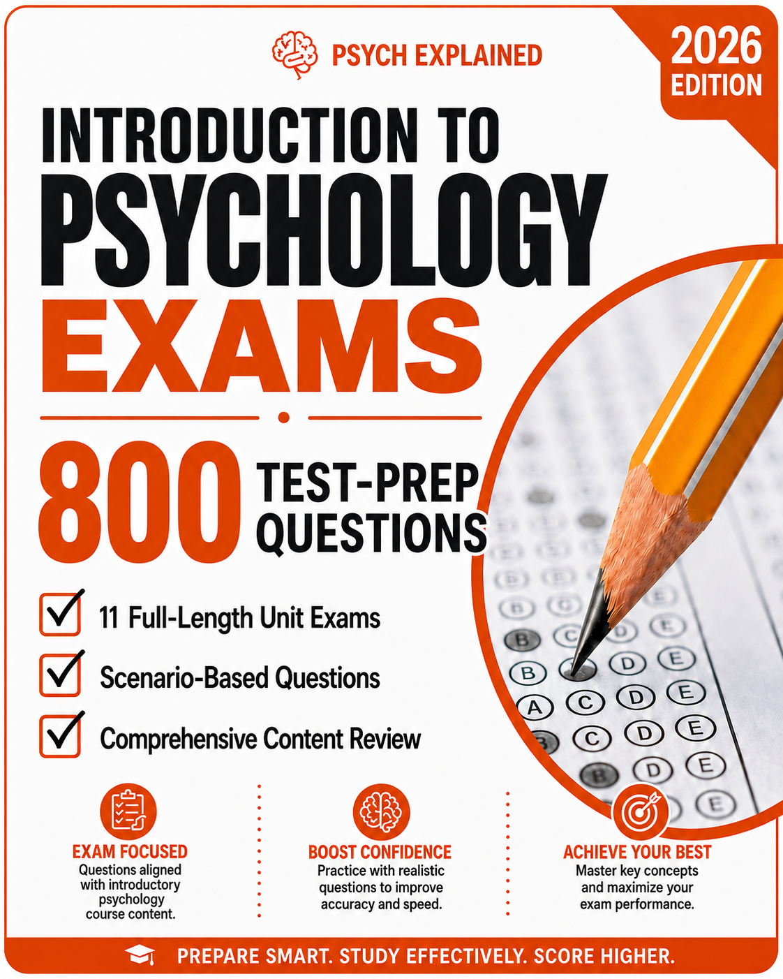 Psychology practice exam with 800 multiple-choice questions cover