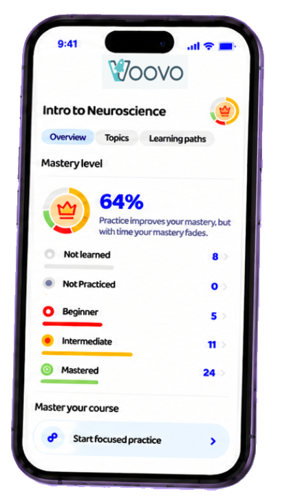 Voovo psychology course shown on a phone